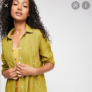 Free people breezy mornings linen buttondown